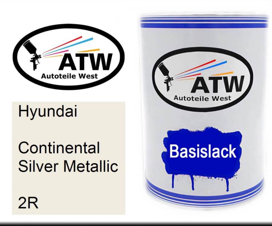 Hyundai, Continental Silver Metallic, 2R: 500ml Lackdose, von ATW Autoteile West.